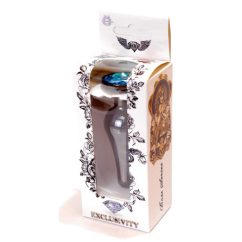 Анальная пробка Boss Series - Jewellery Dark Silver BUTT PLUG Light Blue, BS6400058