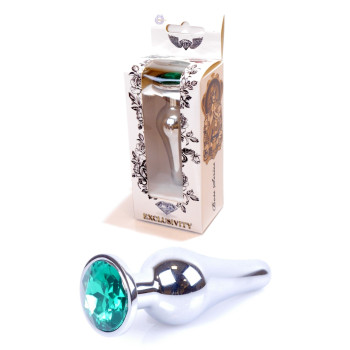 Анальний затор Boss Series - Jewellery Silver BUTT PLUG Green, BS6400078