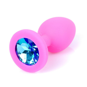 Силиконовая анальная пробка Boss Series - Jewellery Pink Silicon PLUG Medium Light Blue M, BS6400085