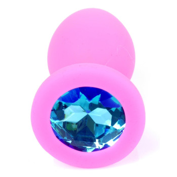 Силиконовая анальная пробка Boss Series - Jewellery Pink Silicon PLUG Medium Light Blue M, BS6400085