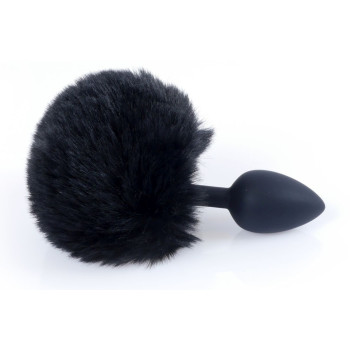 Анальная пробка ( размер S ) с хвостом Boss Series - Silicon PLUG Bunny Tail Black, BS6400100