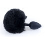 Анальная пробка ( размер S ) с хвостом Boss Series - Silicon PLUG Bunny Tail Black, BS6400100