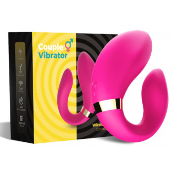 Вібромасажер для пар Boss Series з пультом ДК - Couple Vibrator Pink USB 9 Function, BS5200030
