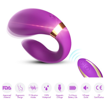 Вібромасажер для пар Boss Series з пультом ДК - Couple Vibrator Purple USB 9 Function, BS5200030-1
