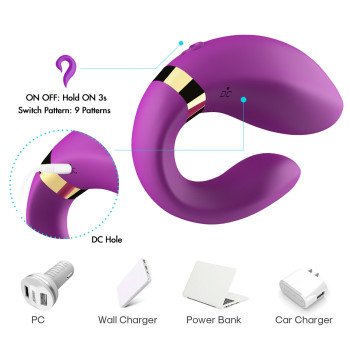 Вібромасажер для пар Boss Series з пультом ДК - Couple Vibrator Purple USB 9 Function, BS5200030-1
