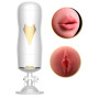 Мастурбатор із двома входами на присосці Boss Series: Vibrating Masturbation Cup White, BS6300055