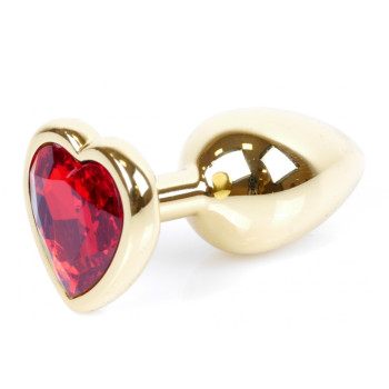 Анальная пробка Boss Series - Jewellery Gold Heart PLUG Red S, BS6400037