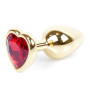 Анальная пробка Boss Series - Jewellery Gold Heart PLUG Red S, BS6400037