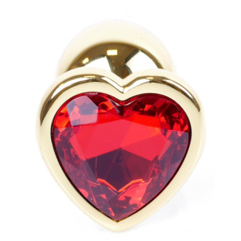 Анальная пробка Boss Series - Jewellery Gold Heart PLUG Red S, BS6400037
