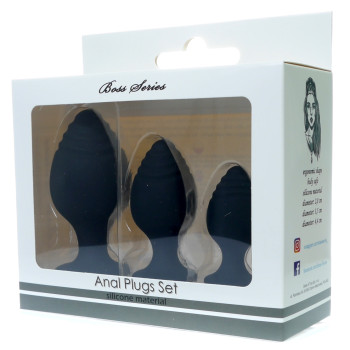 Набор анальных стимуляторов Boss Series - Silicone Anal Plugs Set (2,8 / 3,5 / 4,4 cm), BS7800018