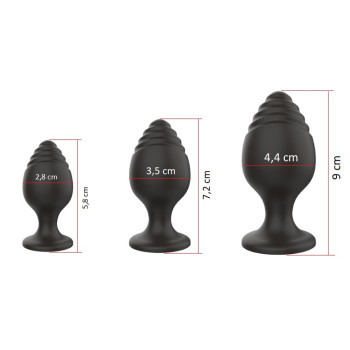 Набор анальных стимуляторов Boss Series - Silicone Anal Plugs Set (2,8 / 3,5 / 4,4 cm), BS7800018
