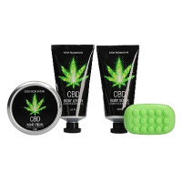 Набір після ванни і душу CBD Gift set-GREEN TEA & HEMP OIL ( 4 предмета )