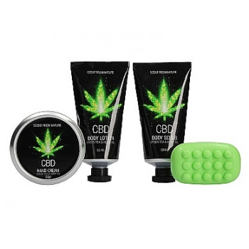 Набір після ванни і душу CBD Gift set-GREEN TEA & HEMP OIL ( 4 предмета )