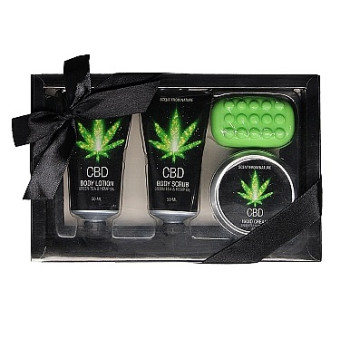 Набір після ванни і душу CBD Gift set-GREEN TEA & HEMP OIL ( 4 предмета )