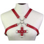 Портупея зі штучної шкіри з фіксатором Women's PU Leather Chest Harness caged bra RED