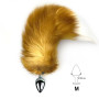 Металлическая анальная пробка с хвостом из натурального меха Art of Sex  size M Red fox