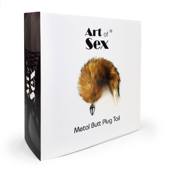 Металлическая анальная пробка с хвостом из натурального меха Art of Sex  size M Red fox