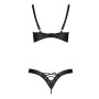 Комплект из экокожи Passion Celine Bikini 6XL/7XL black, открытый бра, стринги со шнуровкой