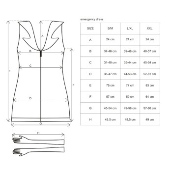 Еротичний костюм медсестри Obsessive Emergency dress S/M, white, сукня, стринги, рукавички, чепчик,