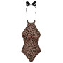 Эротический костюм леопарда Obsessive Leocatia teddy XXL, боди, обруч с ушками