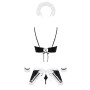 Атласний еротичний костюм покоївки Obsessive Maid set S/M, black, топ, спідниця, стринги, манжети, о