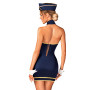 Эротический костюм стюардессы Obsessive Stewardess uniform XS/S, blue, платье, пилотка, шарф, манжет