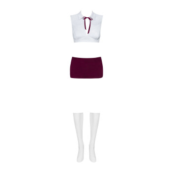 Эротический костюм студентки Obsessive Student 4 pcs costume L/XL, топ, юбка, стринги, гольфы