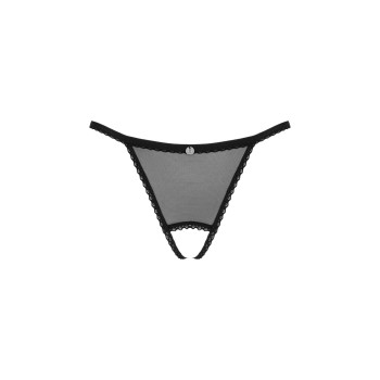 Прозрачные стринги с доступом Obsessive Celia Noir crotchless thong XS/S