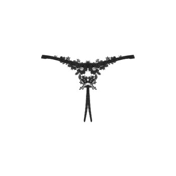 Прозрачные стринги с доступом Obsessive Celia Noir crotchless thong XS/S