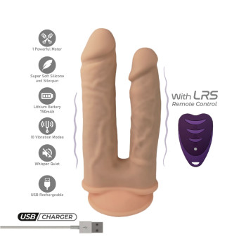 Подвійний фалоімітатор з вібрацією SilexD Double Gusto Vibro Flesh (Model 1 size 8" & 7") + LRS, діа