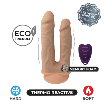 Подвійний фалоімітатор з вібрацією SilexD Double Gusto Vibro Flesh (Model 1 size 8" & 7") + LRS, діа