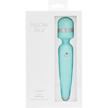 Роскошный вибромассажер PILLOW TALK - Cheeky Teal с кристаллом Swarovsky, плавное повышение мощности