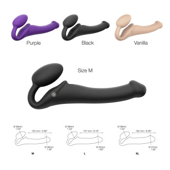 Безремінний страпон з вібрацією Strap-On-Me Vibrating Violet XL, діам. 4,5 см, пульт ДК, регульовани