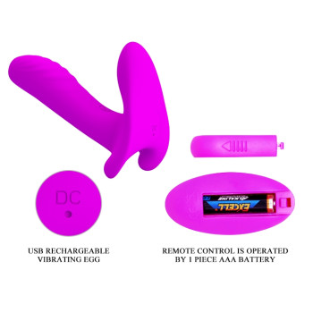 Вибробабочка с стимулятором клитора PRETTY LOVE - Remote Control Massager, BI-014850W