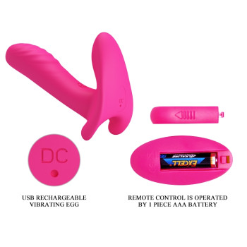 Вибробабочка с стимулятором клитора PRETTY LOVE - Remote Control Massager, BI-014850W-1