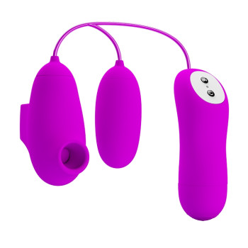 Вакуумный стимулятор с виброяйцом PRETTY LOVE - SUCTION & VIBRO-BULLETS, BI-014925