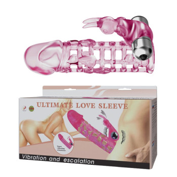 Подовжуюча насадка з вібрацією і стимулятором клітора ULTIMATE LOVE SLEEVE, BI - 026201