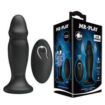 Анальний стимулятор з вібрацією і пультом ДУ-MR PLAY Super Power, BI - 040085W-MR