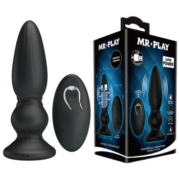 Анальний стимулятор з вібрацією і пультом ДУ-MR PLAY Super Power, BI - 040086W-MR