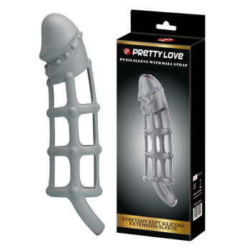 Ажурна насадка Penis Sleeve With Ball Strap, BI-026234.