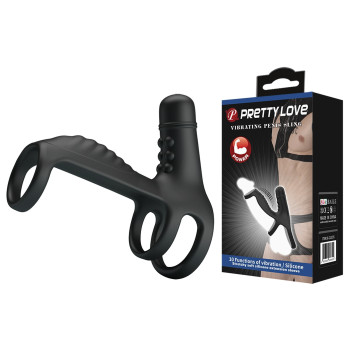 Насадка з вібрацією Pretty Love - VIBRATING PENIS SLING, 10 vibration functions, BI-210276