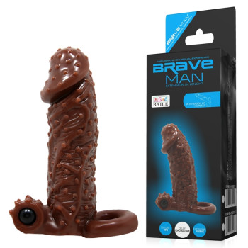 Насадка-презерватив з вібрацією Brave Man, BI-016010 ( коричнева )