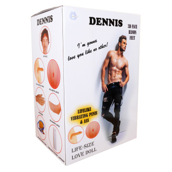Надувная кукла DENNIS 3D с вставкой из киберкожи и вибростимуляцией. BS5900003