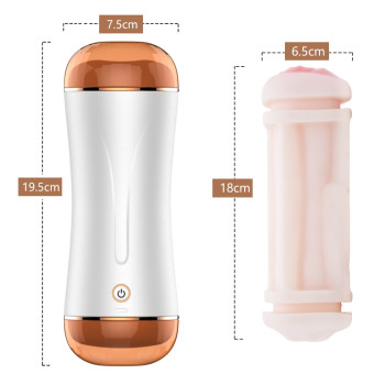 Мастурбатор із двома входами та вібростимуляцією BOSS Vibrating Masturbation Cup USB 10 function + Interactive Function, BS6300019