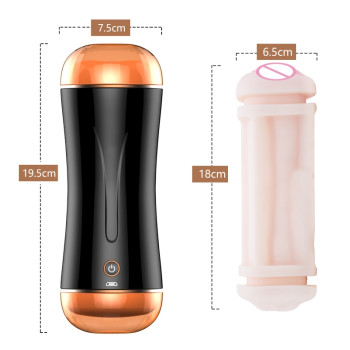 Мастурбатор з двома входами та вібростимуляцією BOSS Vibrating Masturbation Cup USB 10 function + Interactive Function, BS6300030
