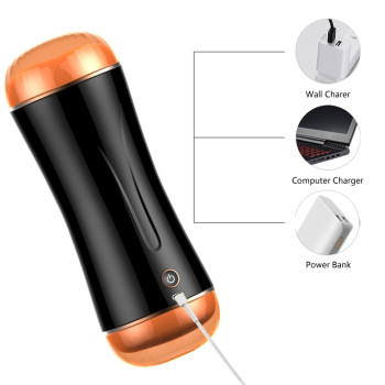 Мастурбатор з двома входами та вібростимуляцією BOSS Vibrating Masturbation Cup USB 10 function + Interactive Function, BS6300030