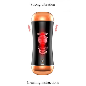 Мастурбатор з двома входами та вібростимуляцією BOSS Vibrating Masturbation Cup USB 10 function + Interactive Function, BS6300030