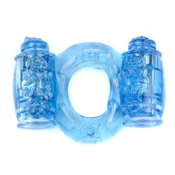Ерекційне вібро кільце BOSS Vibrating Cock Ring Double Blue, BS6700035