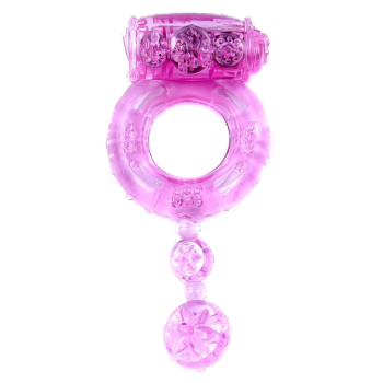 Ерекційне вібро кільце BOSS Vibrating Cock Ring with balls Pink, BS6700043