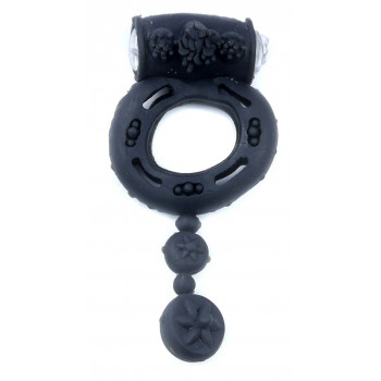 Ерекційне вібро кільце BOSS Vibrating Cock Ring with balls Black, BS6700044